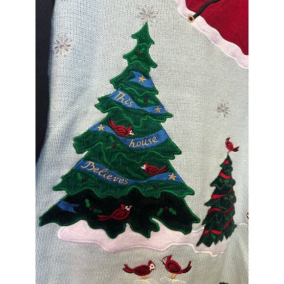 Vintage Christmas Cardigan The Quacker Factory Sweater Grandmacore Santa Small - Picture 7 of 9